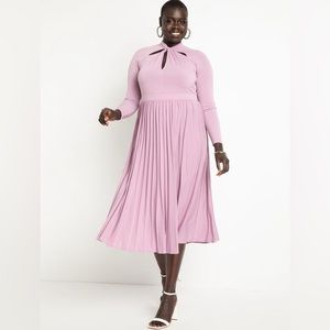 Elegant Lavender Pleated MIDI Dress from Eloquii